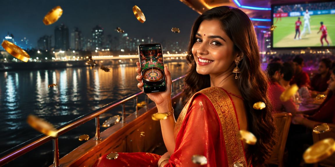 Scenic Ahmedabad riverfront with cricket betting activity